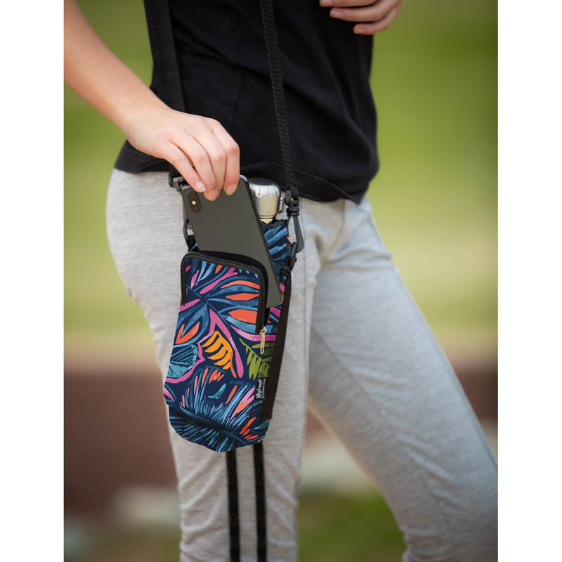 Neoprene Bottle Carrier with Drawstring, Botancial Brights, 4.53'' x 3.93'' x 8.85'' inches