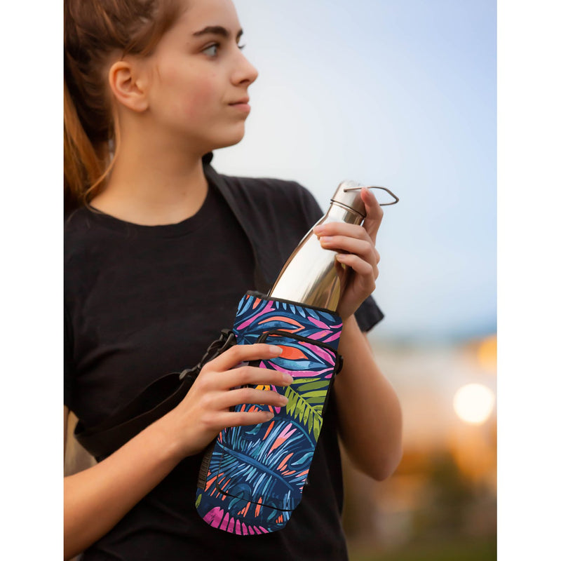 Neoprene Bottle Carrier with Drawstring, Botancial Brights,4nbc015