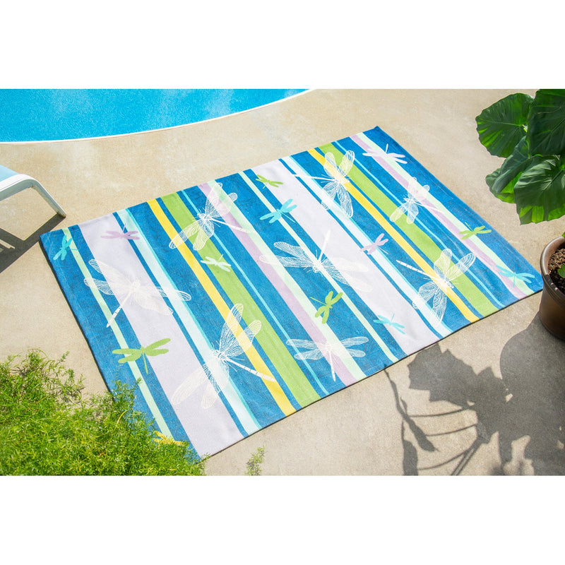 Dragonfly Digitally Printed Indoor/Outdoor Rug, 4'x6', 48'' x 0.4'' x 72'' inches