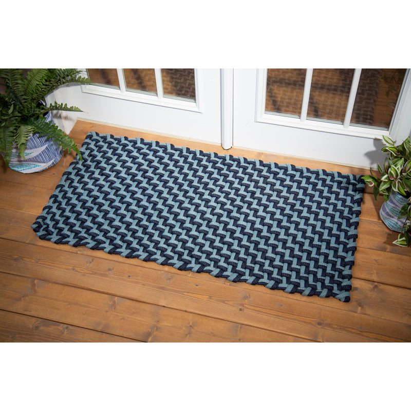 Handwoven Braided Rope Rug 2'x4' Gray/Blue,24"x48"x0.1"inches