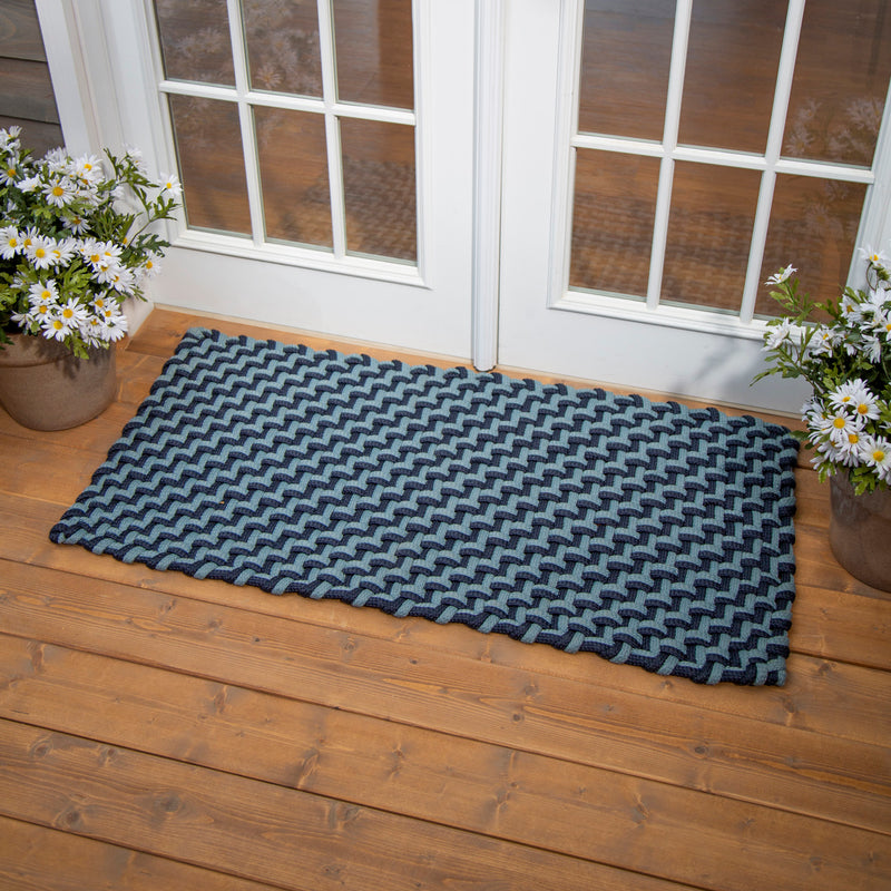 Handwoven Braided Rope Rug 2'x4' Gray/Blue,24"x48"x0.1"inches