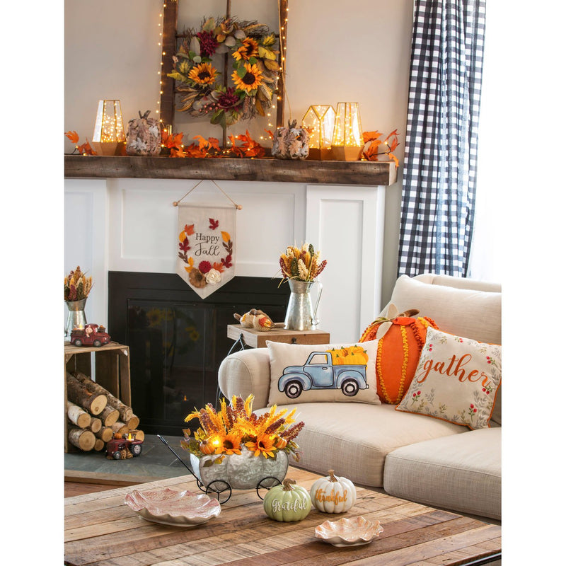 Cypress Home Beautiful Thanksgiving Fall Gather Square Comfortable Pillow - 14 x 5 x 14 Inches Indoor/Outdoor Decoration for Homes, Yards and Gardens