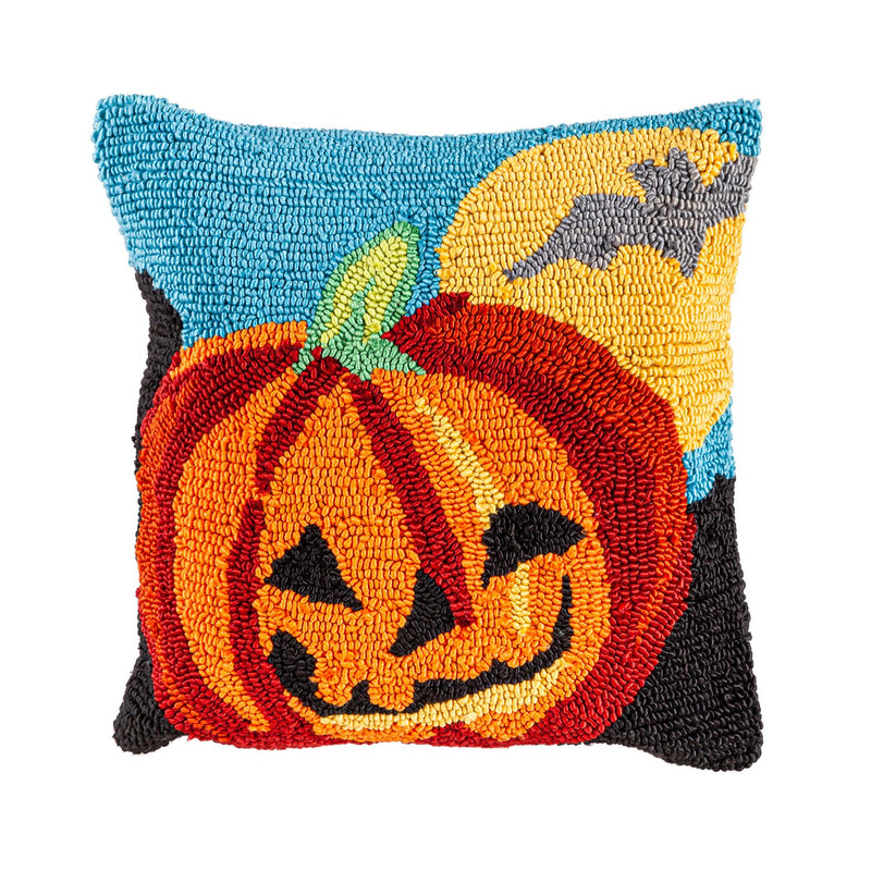 Hooked Pillow 18"x18" Pumpkin, 18"x18"x5"inches