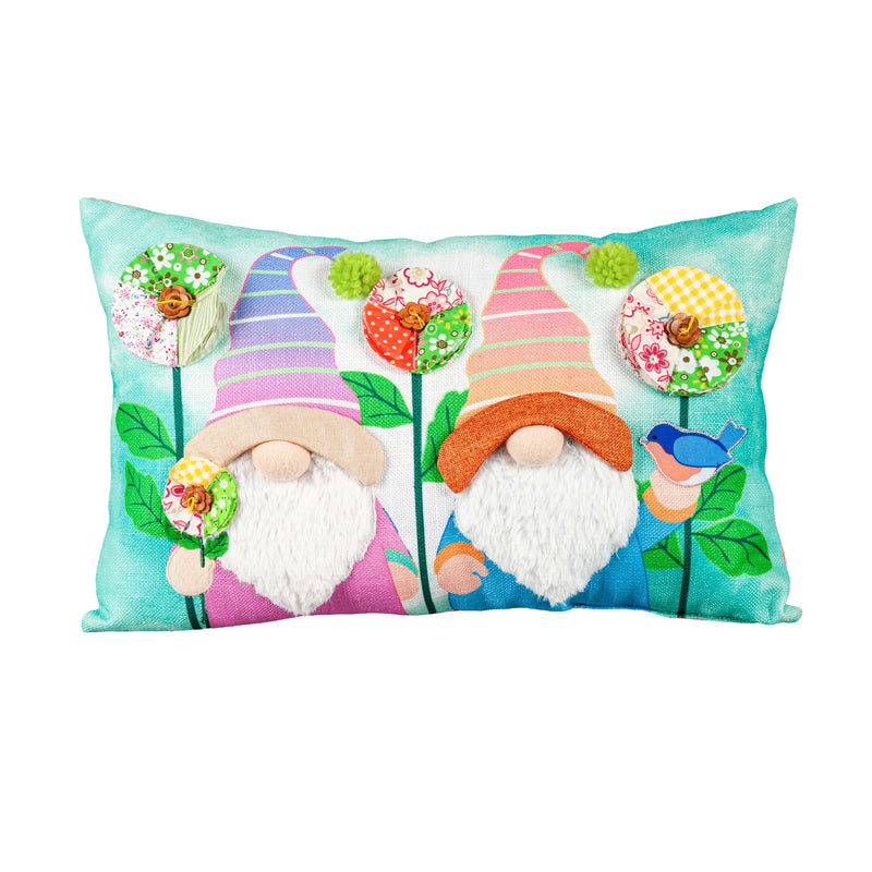 16" x 10" Gardening Gnomes Lumbar Pillow, 15.75"x3.5"x10"inches