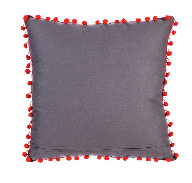 Red Truck Pillow w/ Pom Poms, 18'' x 5'' x 18'' inches