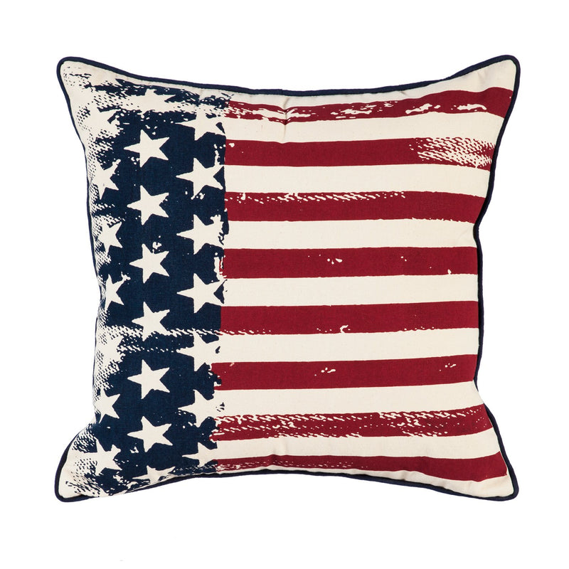 Americana Flag Pillow, 18'' x 3'' x 18'' inches