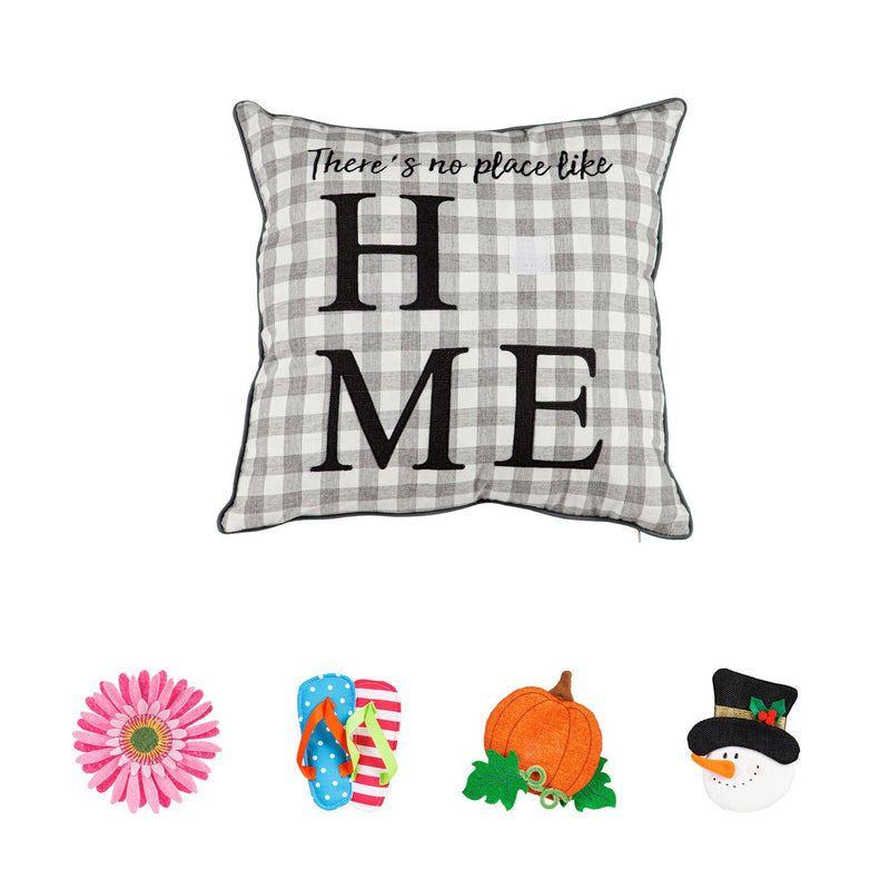 18" x 18" Square Pillow with 4 Interchangeable Icons, 18"x6"x18"inches