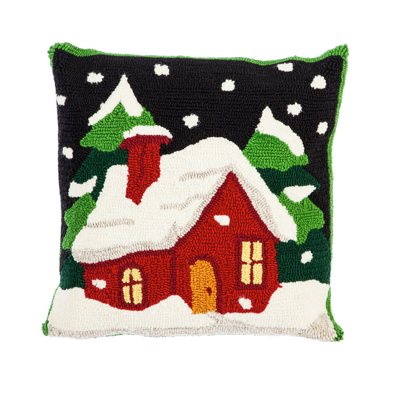 18''x18'' Indoor/Outdoor Hook Pillow, Holiday Home, 18'' x 5'' x 18'' inches
