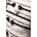 Woven Braided Black & Cream Indoor/Outdoor Decorative Pillow, 18"x18",4p4969