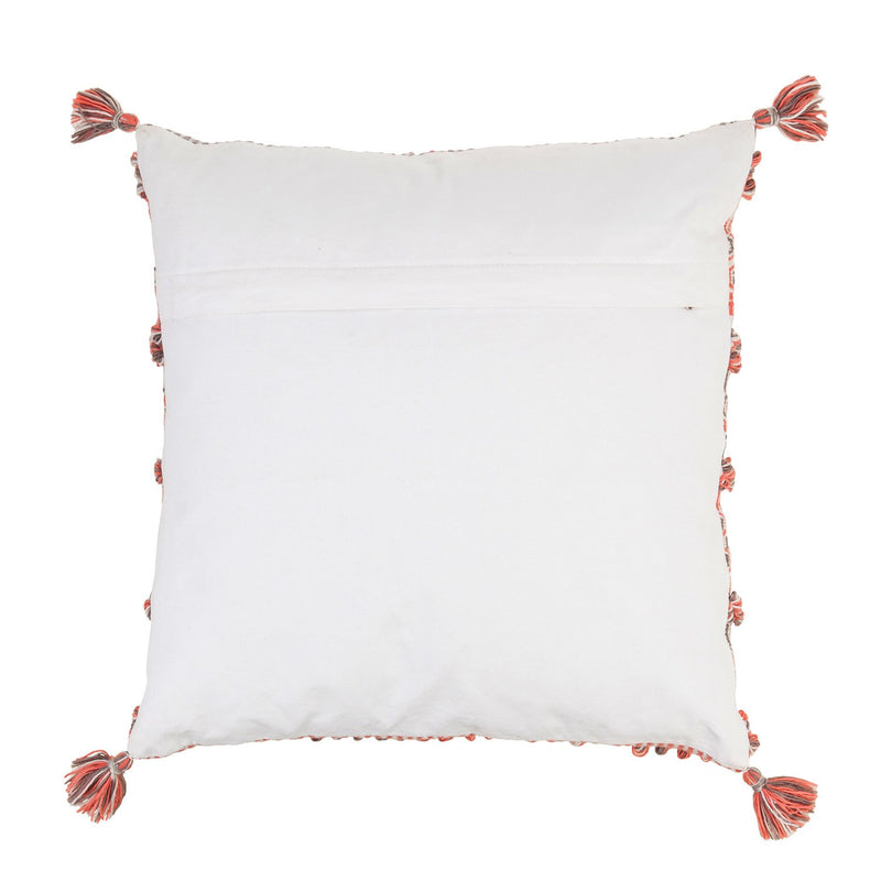 Woven Chunky Knit Coral & Gray Indoor/Outdoor Decorative Pillow, 18"x18",4p4971