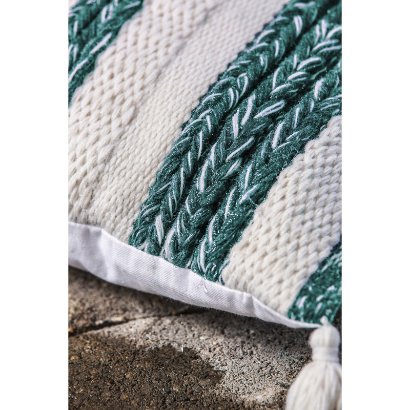 Woven Braided Teal & Cream Indoor/Outdoor Decorative Pillow, 18"x18",4p4972