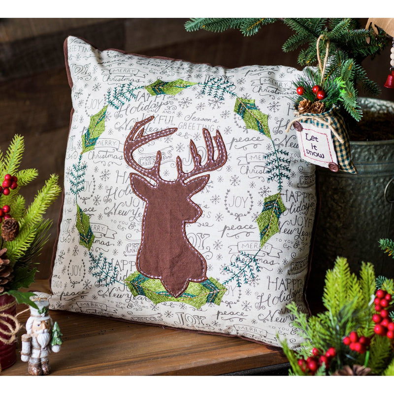 Holiday Deer Square Pillow,4p4988
