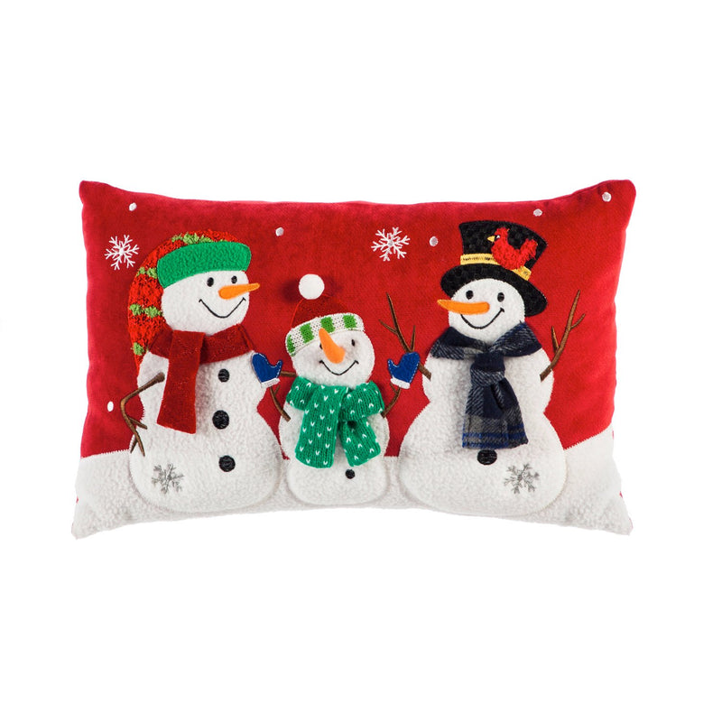 Snowman Trio Lumbar Pillow with Treatments, 16'' x 4'' x 10'' inches