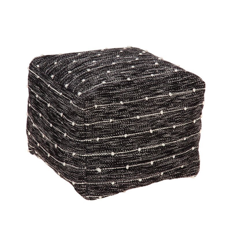 Gray & White Woven Indoor/Outdoor Pouf, 18"x18"x18",4pf001
