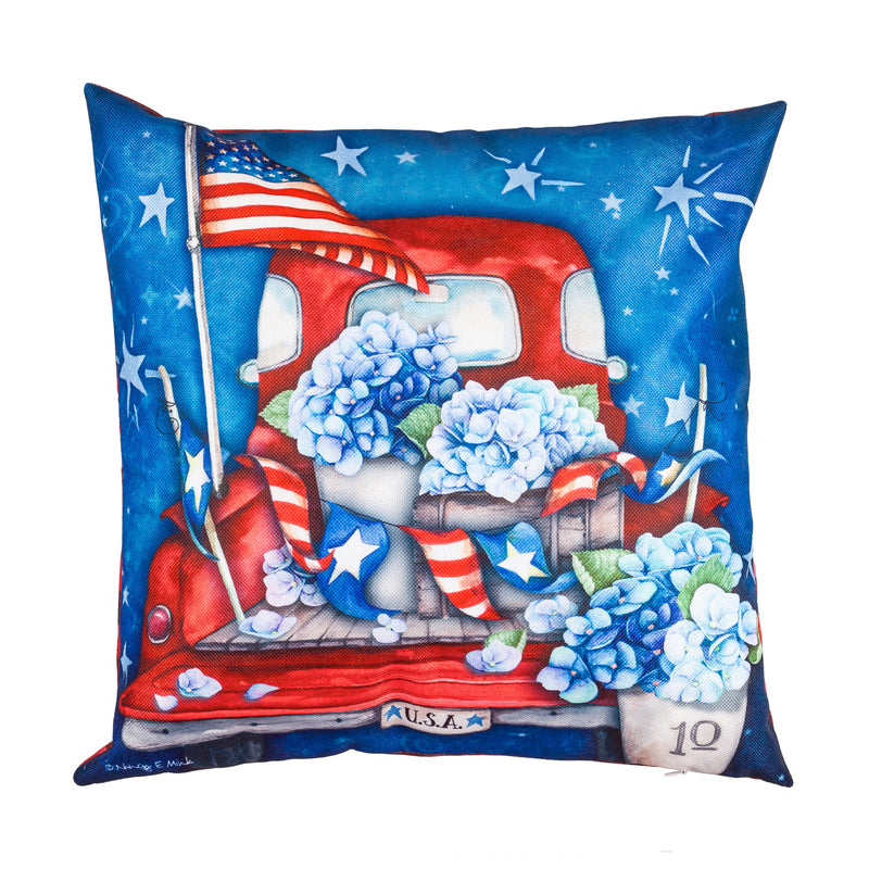 Patriotic Truck Interchangeable Pillow Cover,18"x18"x0.25"inches