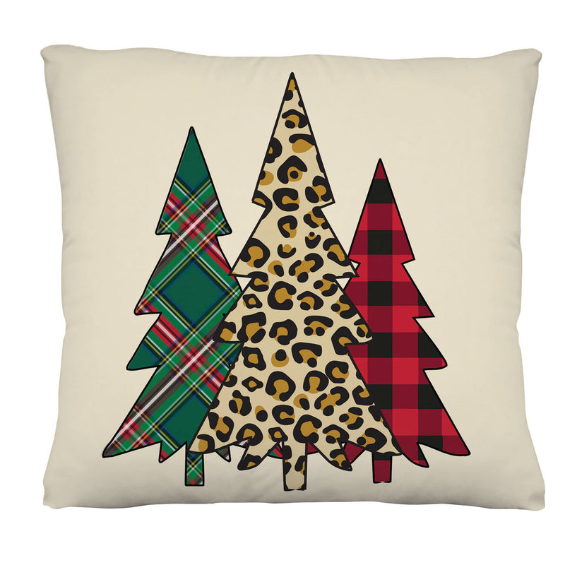 Evergreen Deck & Patio Decor,Mixed Print Christmas Trees Interchangeable Pillow Cover,18x0.25x18 Inches