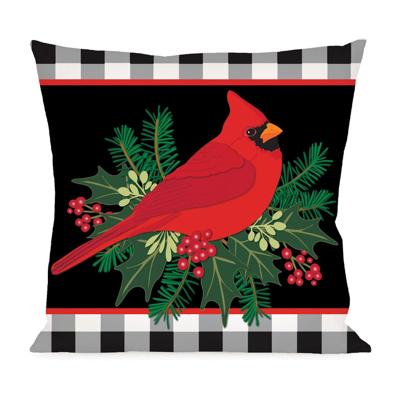 Merry Christmas Cardinal Interchangeable Pillow Cover, 18"x0.25"x18"inches