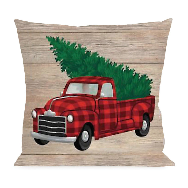 Holiday Plaid Truck Interchangeable Pillow Cover, 18"x0.25"x18"inches