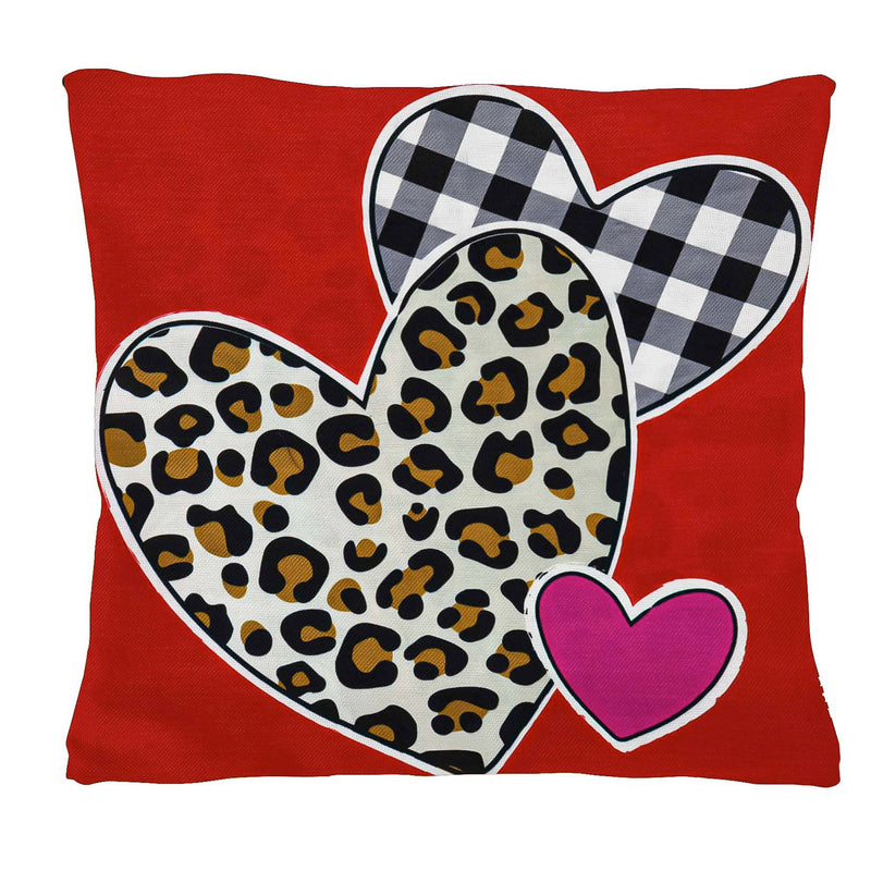 Patterned Hearts Interchangeable Pillow Cover,18"x0.25"x18"inches