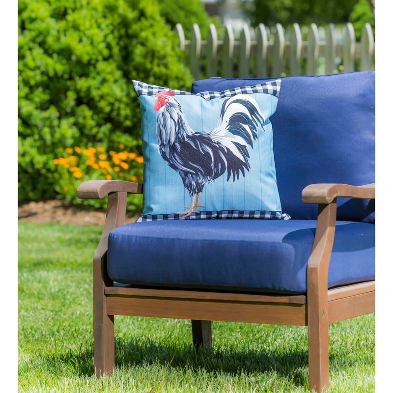 Black and White Rooster Interchangeable Pillow Cover,18"x0.25"x18"inches