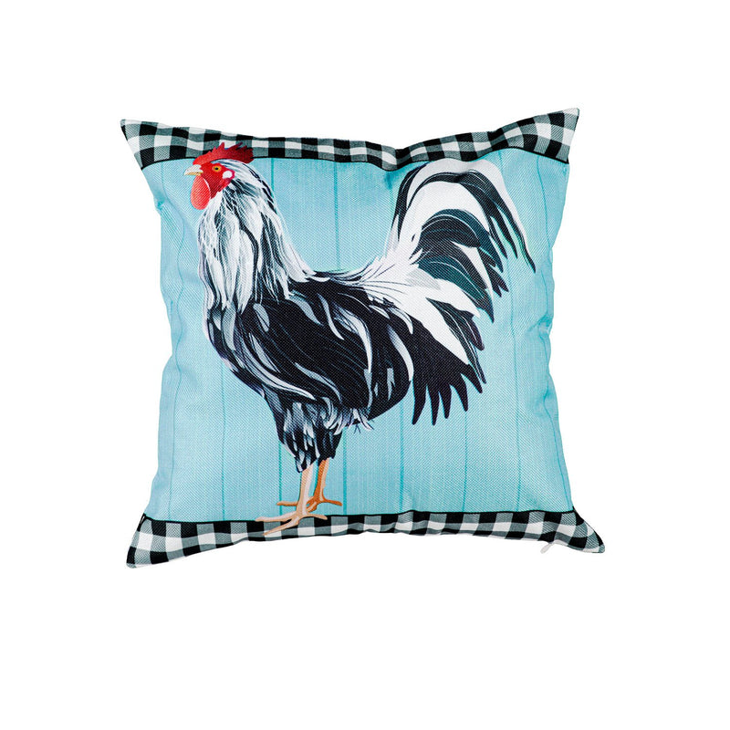 Black and White Rooster Interchangeable Pillow Cover,18"x0.25"x18"inches