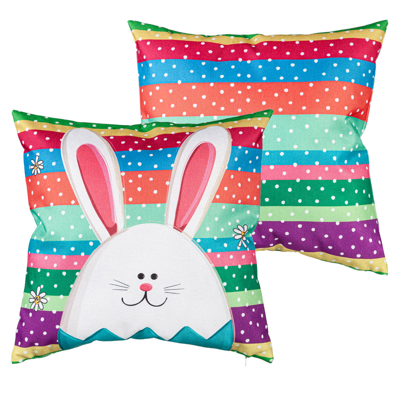 Evergreen Deck & Patio Decor,Easter Egg Bunny 18" Interchangeable Pillow Cover,18x18x0.25 Inches