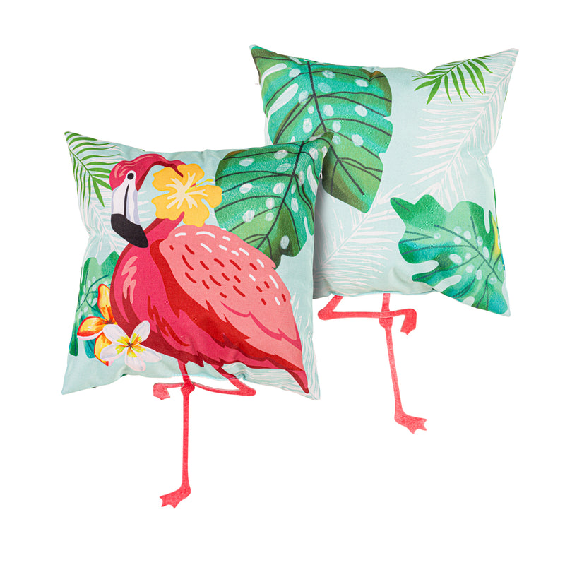 Evergreen Deck & Patio Decor,Flamingo Dangling Legs 18" Interchangeable Pillow Cover,27x0.4x18 Inches