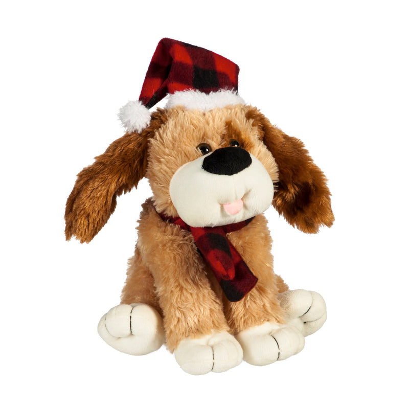 10'' Tall Animated Musical Plush, Wagging Dog with Scarf and Hat