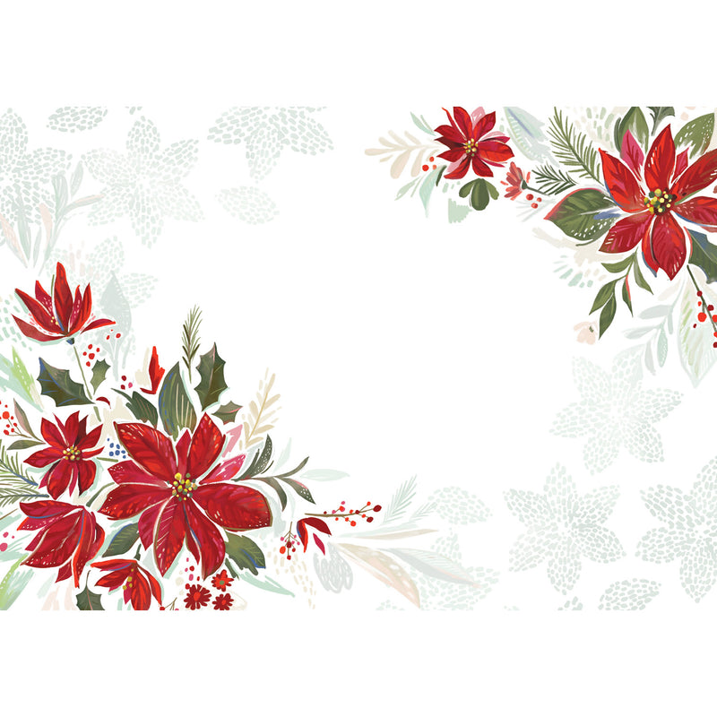 Foil Paper Placemat,20 Count, Holly and Bloom, 18"x12.5"x0.22"inches