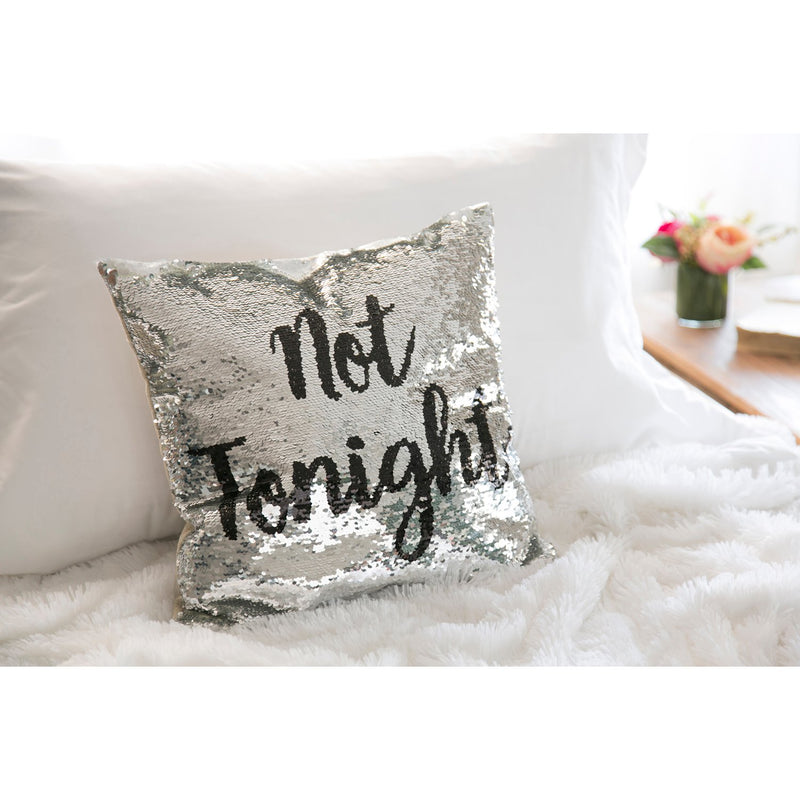 16'' x 16'' Reversible Sequin Pillow, Tonight/ Not Tonight,4pt21007