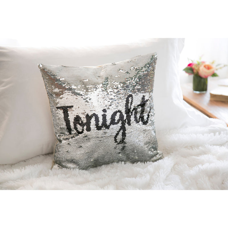 16'' x 16'' Reversible Sequin Pillow, Tonight/ Not Tonight,4pt21007