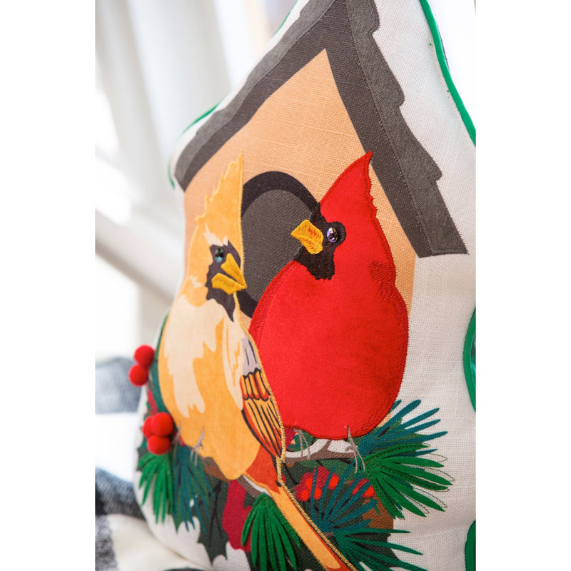 Cardinal Birdhouse Shaped Pillow