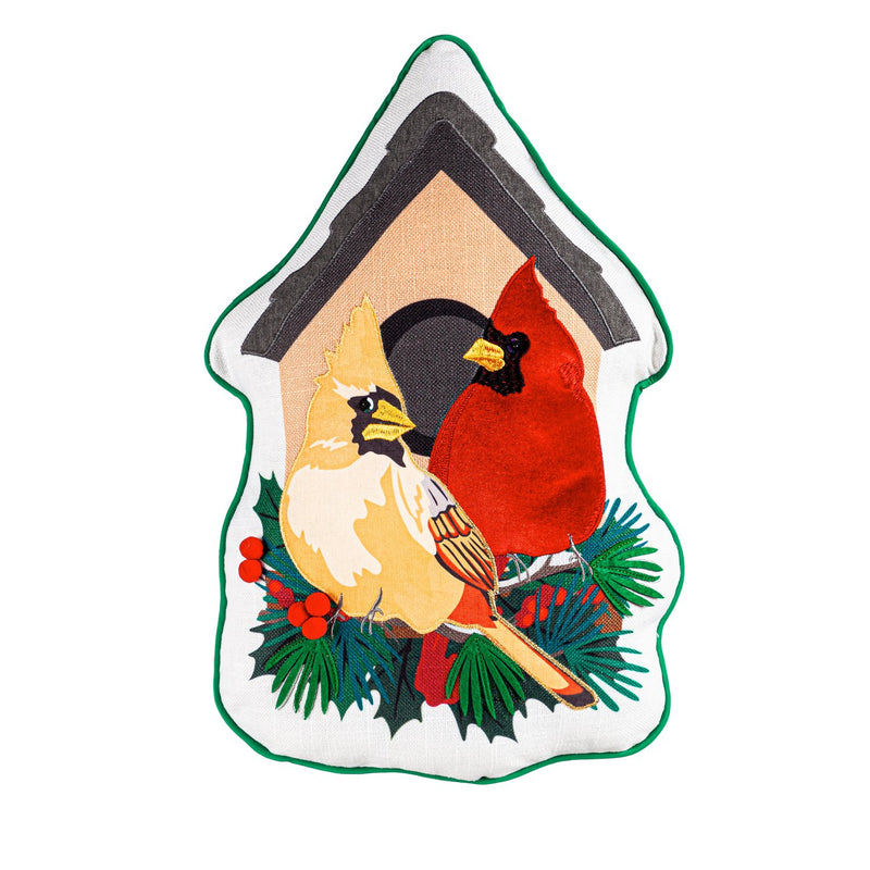 Cardinal Birdhouse Shaped Pillow