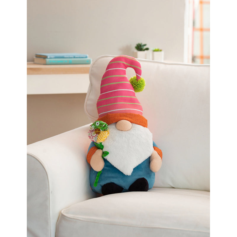 9.5" x 18" Gardening Gnome Shaped Pillow, 9.5"x7.25"x19"inches