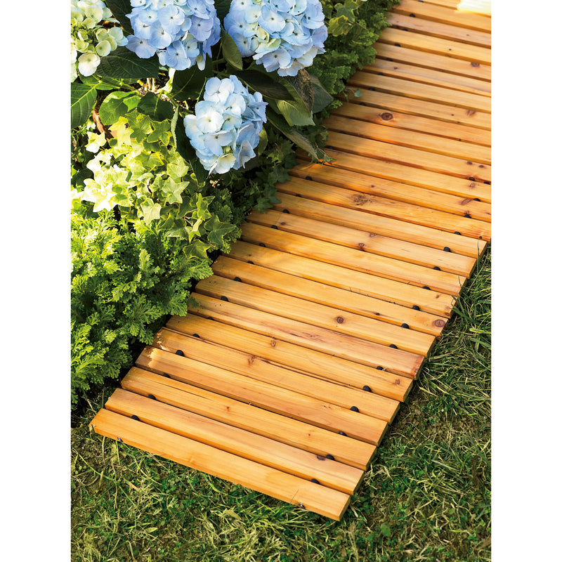 Evergreen Garden Stone,8' WOODEN PATHWAY,96x0.6x17.72 Inches