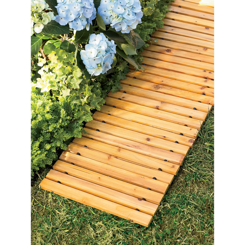 Evergreen Garden Stone,8' WOODEN PATHWAY,96x0.6x17.72 Inches