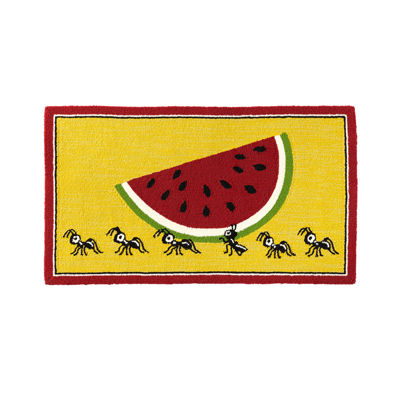 Indoor/Outdoor Summer Picnic Ants Hooked Polypropylene Accent Rug 24"x42",42"x24"x0.5"inches