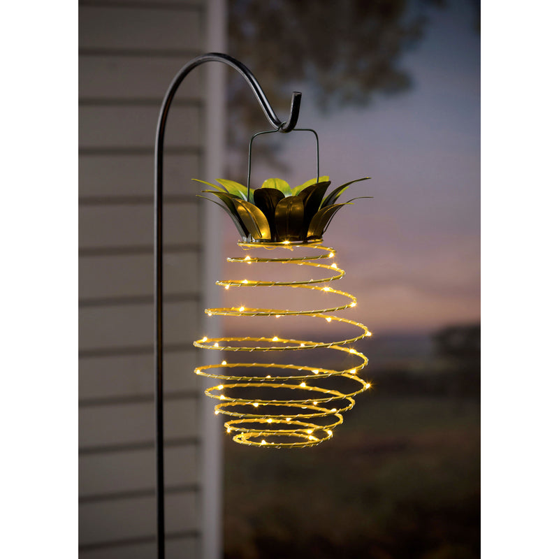 Evergreen Deck & Patio Decor,Hanging Solar Lantern Decoration, Pineapple,9.5x9.5x16 Inches