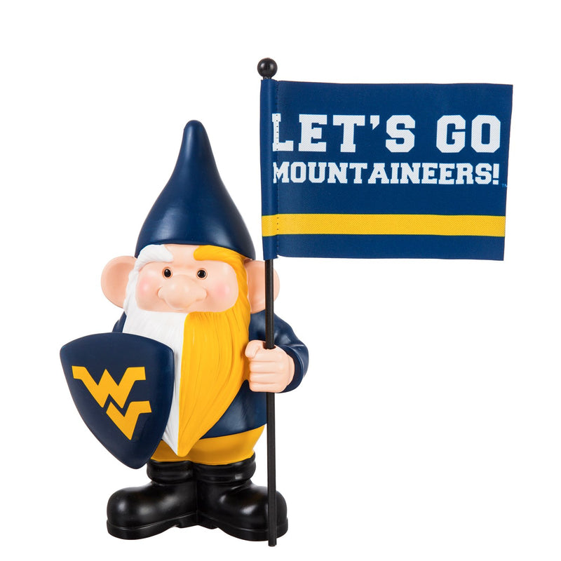 West Virginia University, Flag Holder Gnome, 6.13"x4.5"x10"inches