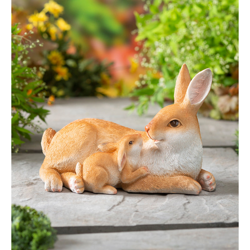 Mother and Baby Rabbit Garden Statue, 11.02"x5.91"x7.09"inches