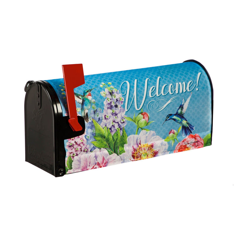 Evergreen Mailbox Cover,Peonies & Hummingbirds Mailbox Cover,20.5x0.1x17.7 Inches