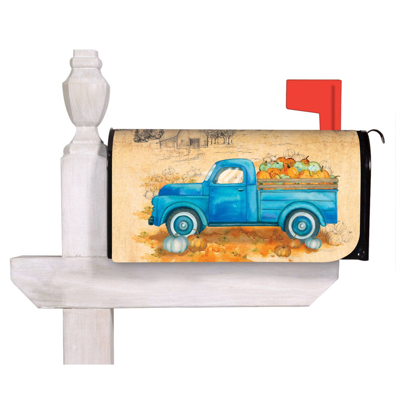 Evergreen Mailbox Cover,Pumpkin Farm Truck Mailbox Cover,20.5x0.1x17.7 Inches