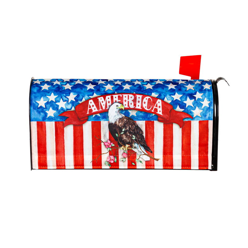 Evergreen Mailbox Cover,God Bless America Eagle Mailbox Cover,20.5x18x0.1 Inches