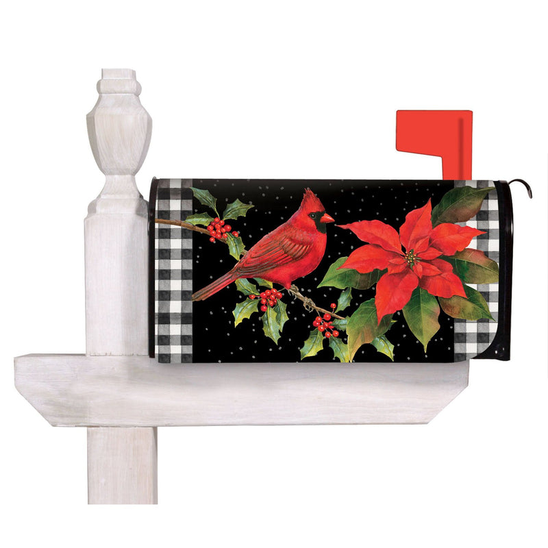 Evergreen Mailbox Cover,Cardinal and Holly Mailbox Cover,18x0.1x20.5 Inches