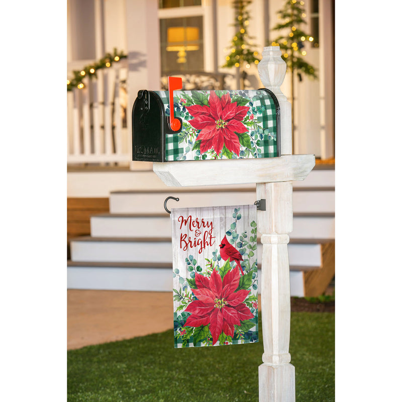 Merry and Bright Poinsettia Mailbox Cover,56779
