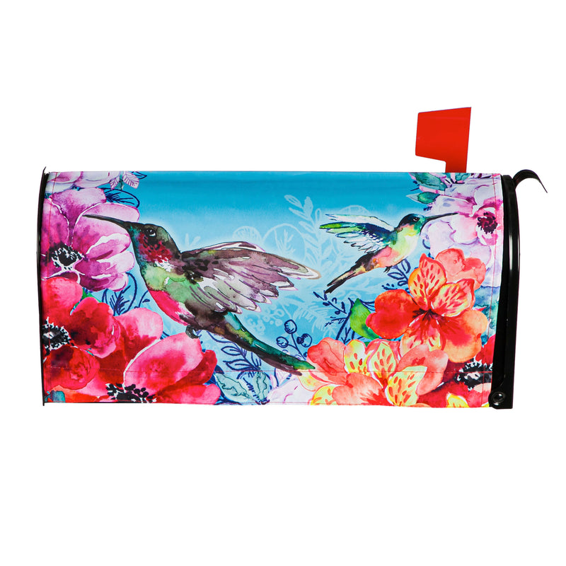 Evergreen Mailbox Cover,Bright Flowers and Hummingbirds Mailbox Cover,18x0.1x20.5 Inches