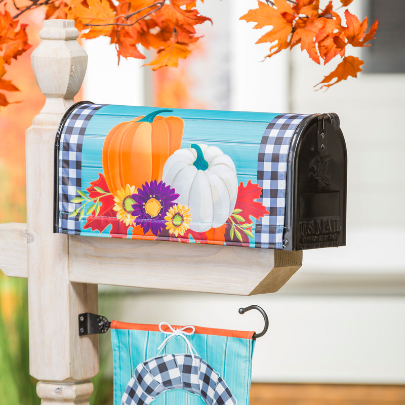 Evergreen Mailbox Cover,Buffalo Check Pumpkins Mailbox Cover,18x0.1x20.5 Inches