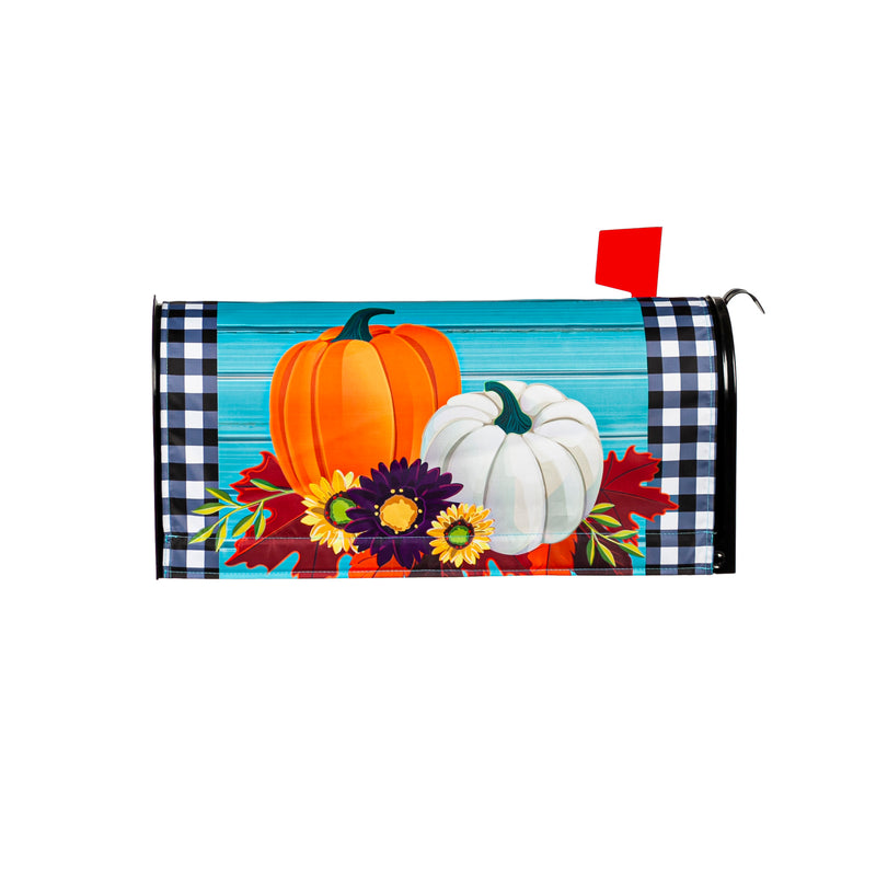 Evergreen Mailbox Cover,Buffalo Check Pumpkins Mailbox Cover,18x0.1x20.5 Inches