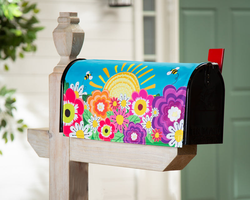 Evergreen Mailbox Cover,Hello Sunshine Mailbox Cover,0.1x18x21 Inches