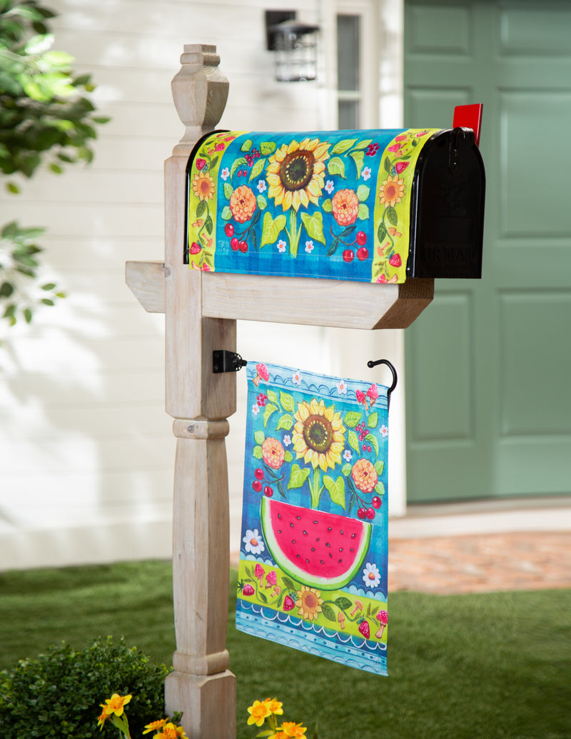 Evergreen Mailbox Cover,Folk Sunflower Mailbox Cover,0.1x18x21 Inches